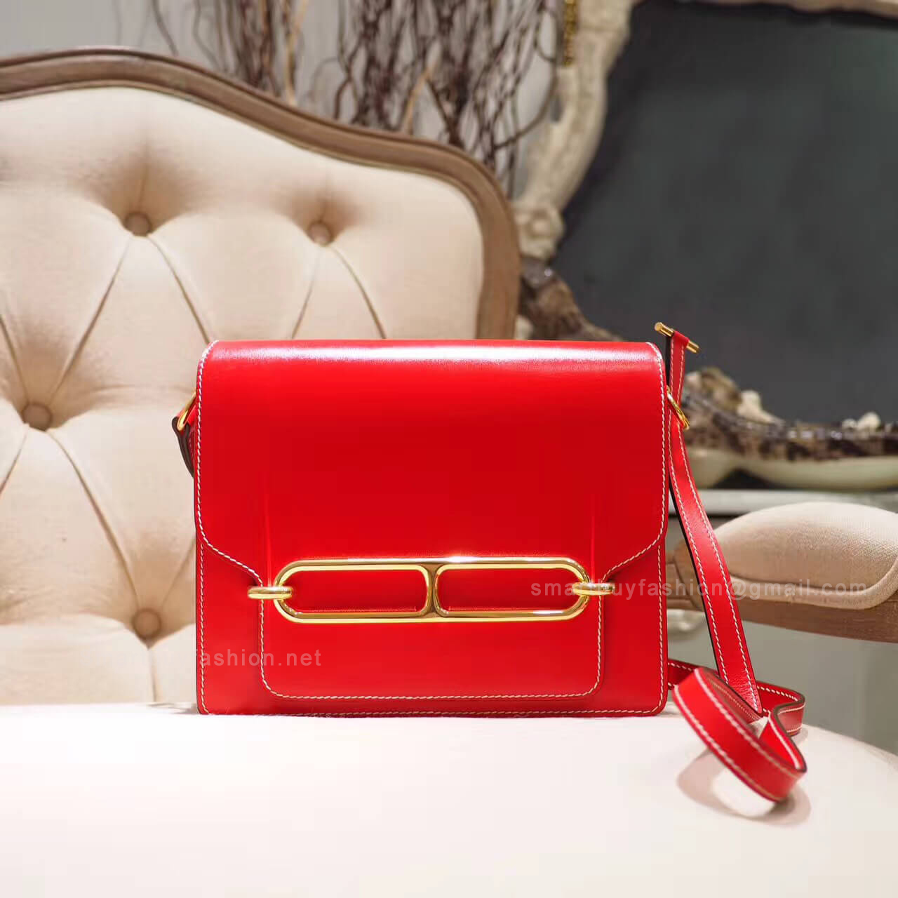 Hermes Roulis 23 Bag in cc53 Rouge Vif Tadelakt GHW